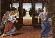 LORENZO DI CREDI Annunciation (detail) sg oil painting